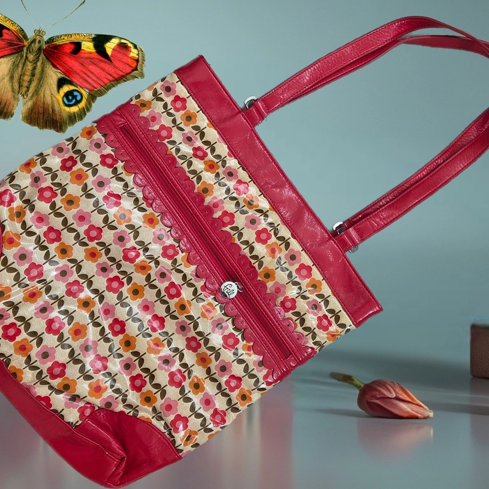 Vera Bradley frill vintage tote purse bag women